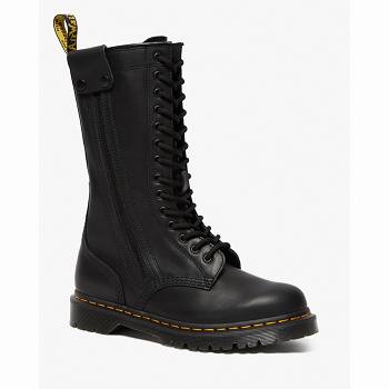 Dr Martens Férfi Hanley Bőr Tall Moto Bakancs Fekete